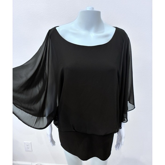 Coco Bianco Tops - Coco Bianco Black Whimsigoth Fairy Sheer Flutter Sleeve Top Size M Office